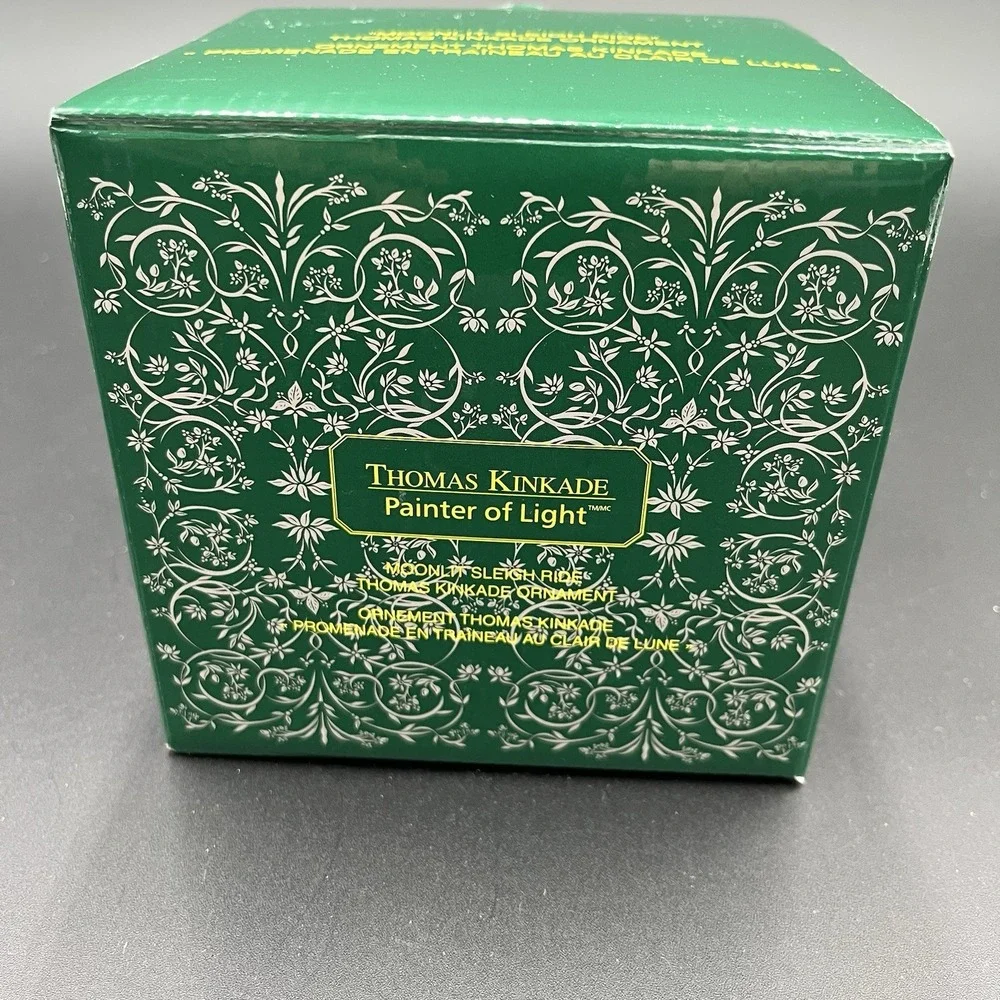 Thomas Kinkade Moonlit Sleigh Ride Christmas Ball Ornament Painter of Light NIB